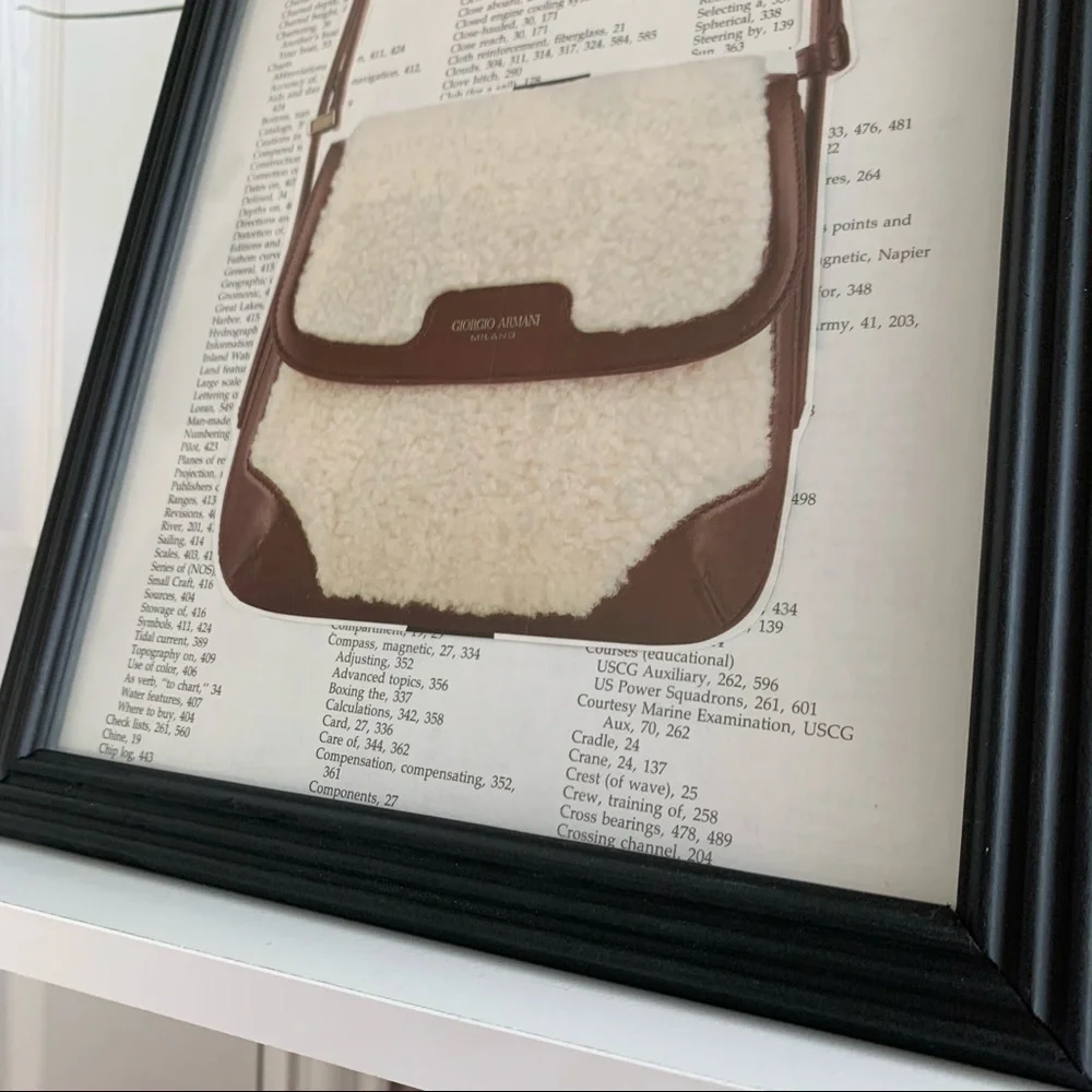 Giorgio Armani Bag Collage Wall Art Neutral Fashion Print Chic Decor